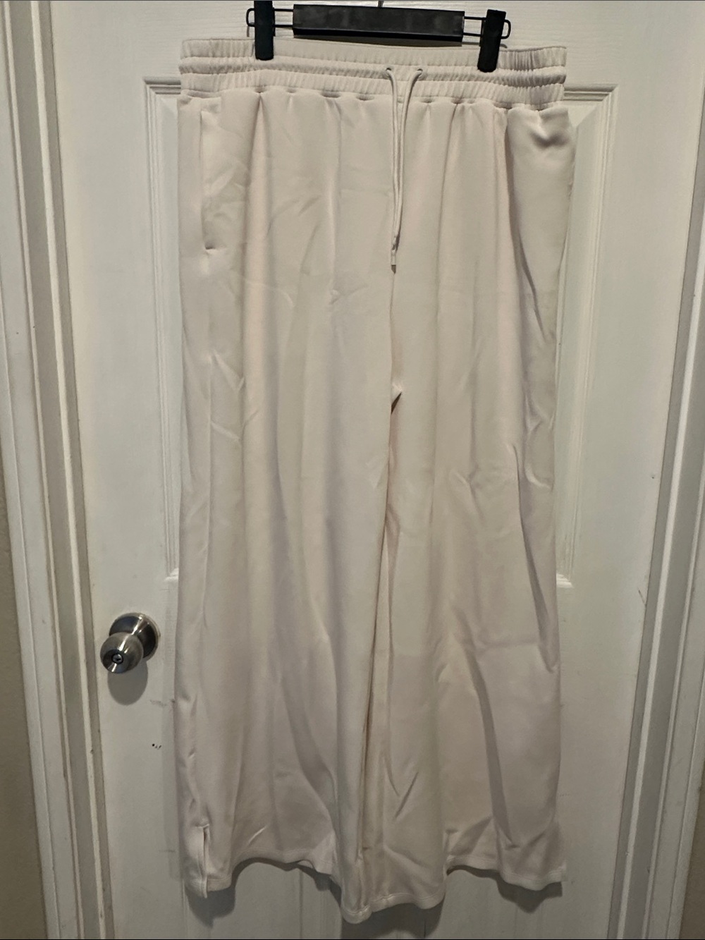 Women's Wide-Leg Drawstring Pants in Light Cream